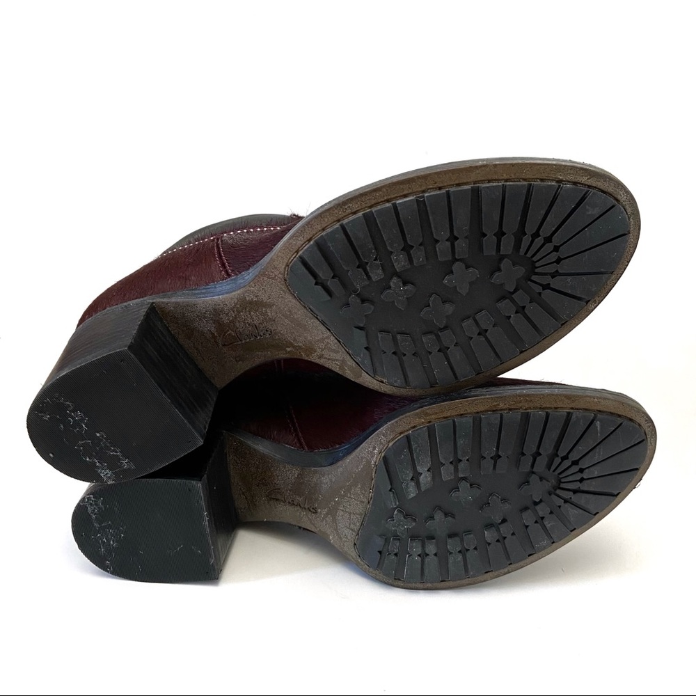 Clarks Oxblood Pony Hair Leather Ankle Booties - Picture 9 of 9